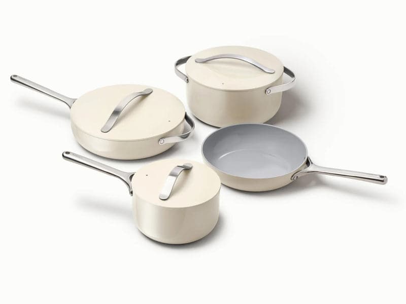 Caraway ceramic Cookware Set in cream